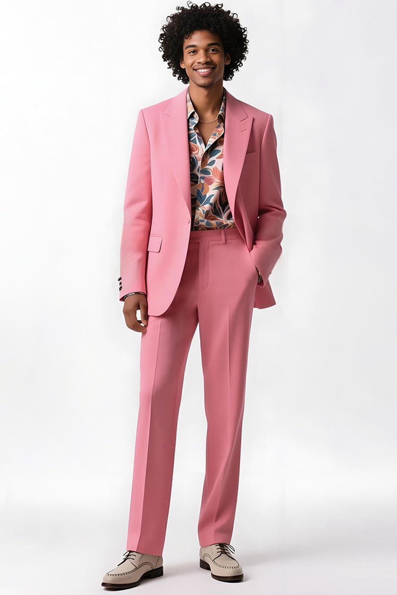 Laden Sie das Bild in den Galerie-Viewer, Blush Peak Revers 2-teilige Einreihige Herren Ballanzüge