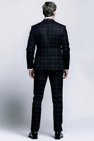 Laden Sie das Bild in den Galerie-Viewer, Mix Schwarz Grid 2-teilig Slim Fit Herren Formelle Anzüge mit gekerbtem Revers