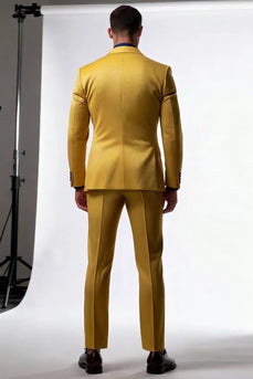 Peak Revers 2 Stück Einreihige Gelbe Männer Formelle Anzüge