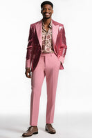 Laden Sie das Bild in den Galerie-Viewer, Blush 2 Stück Peak Revers Herren Ballanzüge mit Pailletten