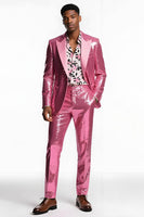 Laden Sie das Bild in den Galerie-Viewer, Glitzernde Blush Peak Revers 2-teilige Herren-Ballanzüge