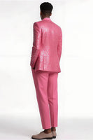 Laden Sie das Bild in den Galerie-Viewer, 2 Stück Blush Slim Fit Peak Revers Herren Ballanzüge mit Pailletten