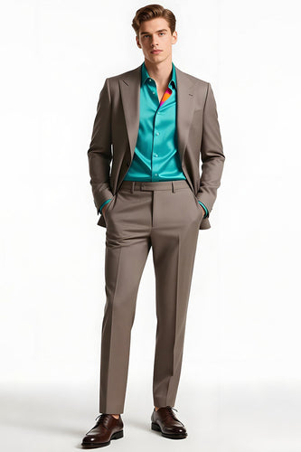 Hellkaffee 2-teilige Herren Business-Anzüge mit Spitzrevers