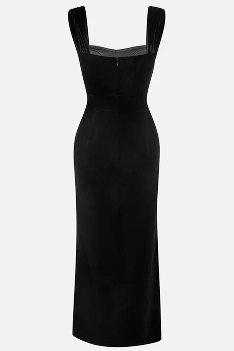 Laden Sie das Bild in den Galerie-Viewer, Schwarzes Meerjungfrauen Partykleid aus Samt mit Schleife