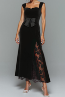 Laden Sie das Bild in den Galerie-Viewer, Schwarzes Meerjungfrauen Partykleid aus Samt mit Schleife
