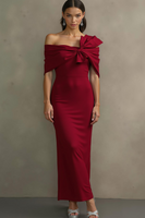 Laden Sie das Bild in den Galerie-Viewer, Himmelblaues Meerjungfrau Schulterfreies Langes Ballkleid mit Schleife