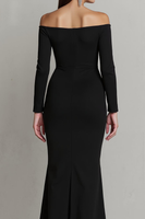 Laden Sie das Bild in den Galerie-Viewer, Schulterfreies Schwarzes Etui Partykleid