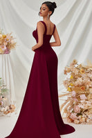 Laden Sie das Bild in den Galerie-Viewer, Maxi Träger Meerjungfrau Schwarzes Ballkleid mit Schlitz