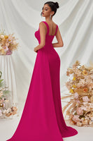 Laden Sie das Bild in den Galerie-Viewer, Maxi Träger Meerjungfrau Schwarzes Ballkleid mit Schlitz