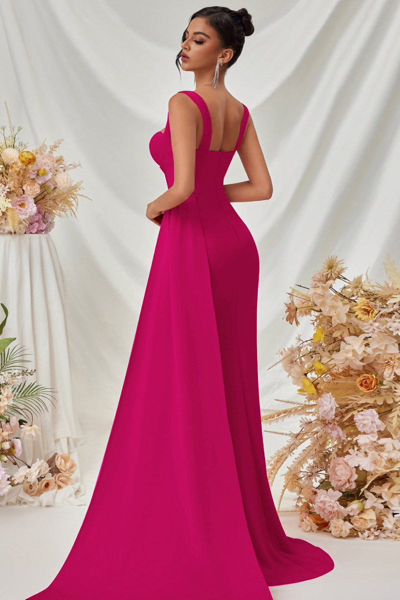 Laden Sie das Bild in den Galerie-Viewer, Maxi Träger Meerjungfrau Schwarzes Ballkleid mit Schlitz