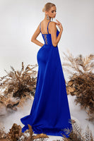 Laden Sie das Bild in den Galerie-Viewer, Dunkelgrünes Herzausschnitt Korsett Etui Langes Ballkleid mit Schlitz