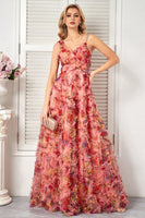 Laden Sie das Bild in den Galerie-Viewer, Blush Blumen A Line Spaghettiträger Ballkleid