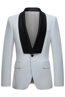 Weißer Schal Revers Ein Knopf 2-teilige Herrenanzüge