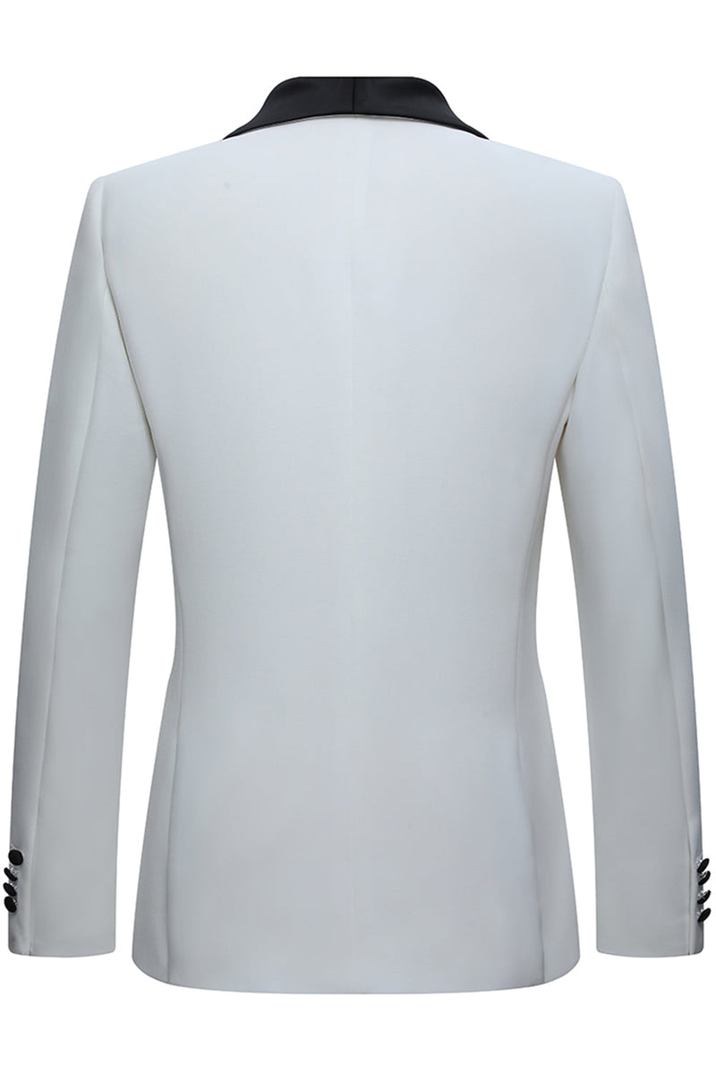 Laden Sie das Bild in den Galerie-Viewer, Weißer Schal Revers Ein Knopf 2-teilige Herrenanzüge