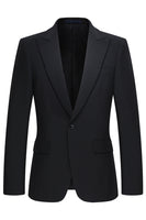 Laden Sie das Bild in den Galerie-Viewer, 2 Stück Peak Revers Slim Fit Herrenanzüge in Schwarz