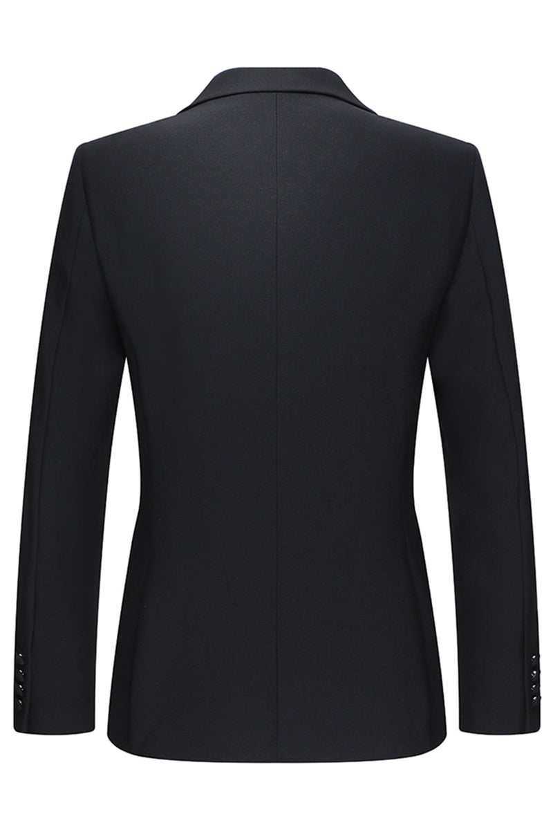Laden Sie das Bild in den Galerie-Viewer, Slim Fit Schwarz 2-teilige Zweireihige Herrenanzüge mit Spitzrevers