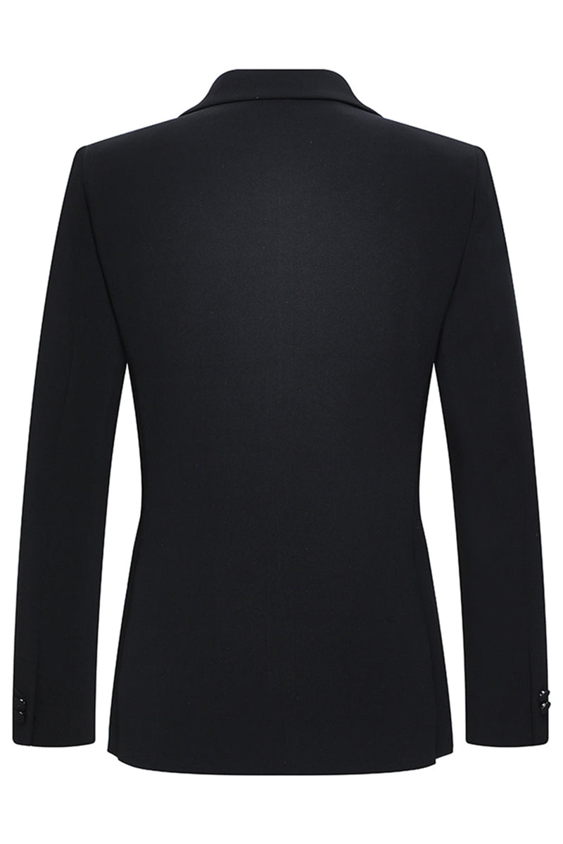 Laden Sie das Bild in den Galerie-Viewer, Gekerbtes Revers Schwarze 2-teilige Herren Business Anzüge