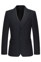 Laden Sie das Bild in den Galerie-Viewer, Schwarze Einreihige 3-teilige Herrenanzüge mit Spitzrevers