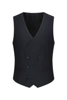 Laden Sie das Bild in den Galerie-Viewer, Schwarze Einreihige 3-teilige Herrenanzüge mit Spitzrevers