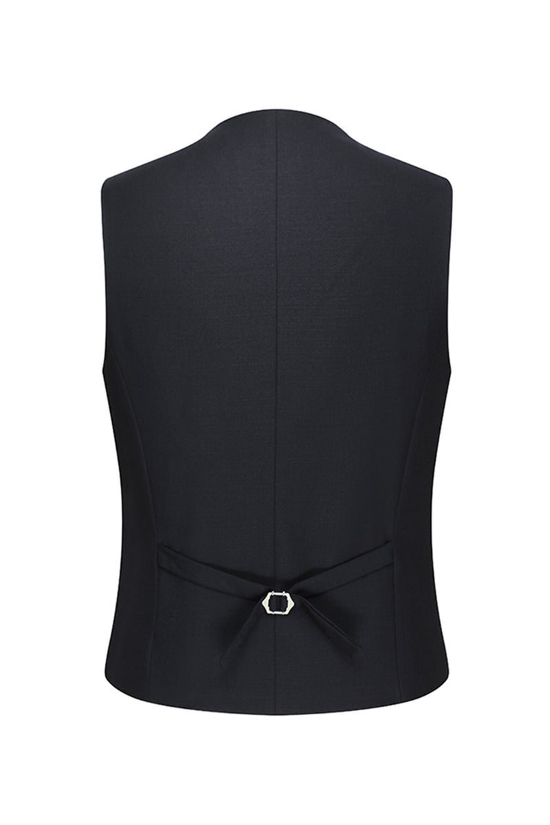 Laden Sie das Bild in den Galerie-Viewer, Schwarze Einreihige 3-teilige Herrenanzüge mit Spitzrevers