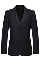 Laden Sie das Bild in den Galerie-Viewer, Einreihiges gekerbtes Revers Schwarze 3-teilige Herrenanzüge
