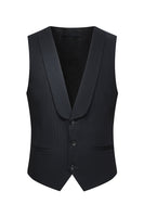 Laden Sie das Bild in den Galerie-Viewer, Peak Revers 3 Stück Ein-Knopf Slim Fit Schwarze Herren Hochzeitsanzüge