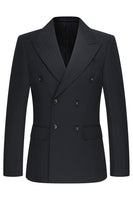 Laden Sie das Bild in den Galerie-Viewer, Schwarze 3-teilige Zweireihige Herren-Business-Anzüge mit Spitzrevers