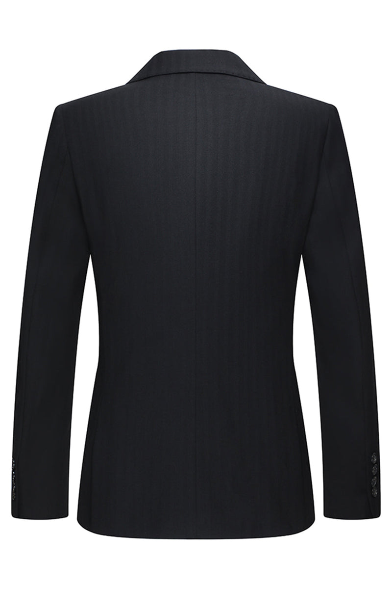 Laden Sie das Bild in den Galerie-Viewer, Schwarze 3-teilige Zweireihige Herren-Business-Anzüge mit Spitzrevers