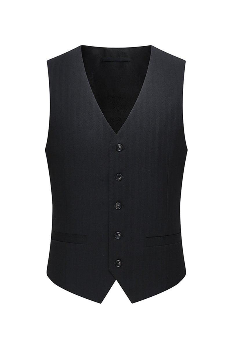 Laden Sie das Bild in den Galerie-Viewer, Schwarze 3-teilige Zweireihige Herren-Business-Anzüge mit Spitzrevers