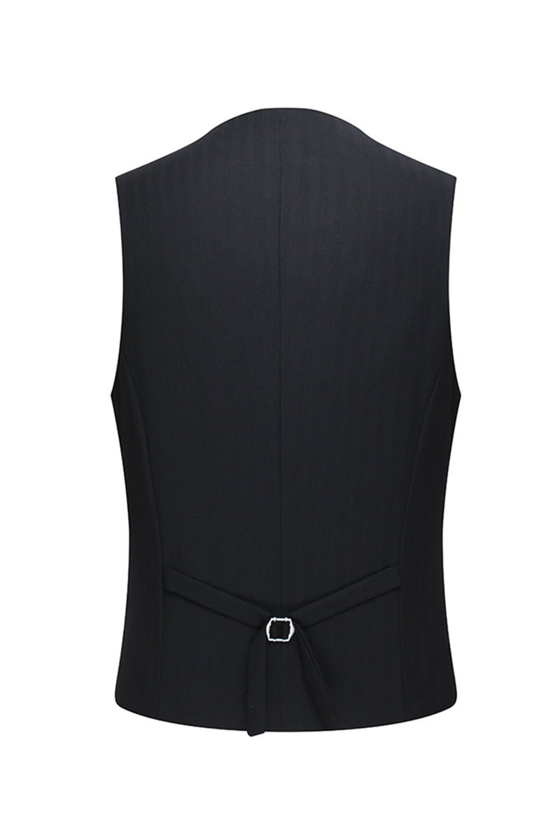 Laden Sie das Bild in den Galerie-Viewer, Schwarze 3-teilige Zweireihige Herren-Business-Anzüge mit Spitzrevers