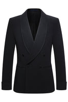 Laden Sie das Bild in den Galerie-Viewer, Zweireihige Schwarze Schal Revers 2-teilige Herrenanzüge