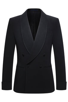 Zweireihige Schwarze Schal Revers 2-teilige Herrenanzüge