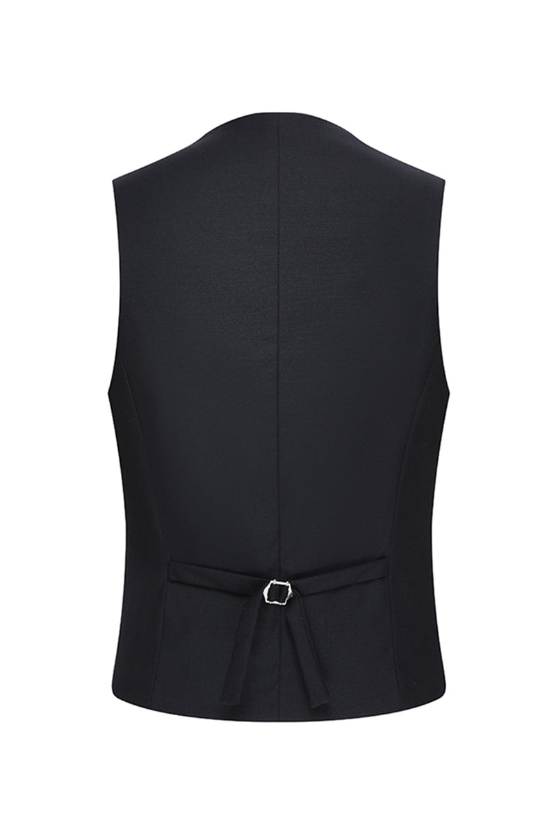 Laden Sie das Bild in den Galerie-Viewer, Schwarze 3-teilige Peak Revers Slim Fit Herren Hochzeitsanzüge