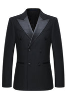 Laden Sie das Bild in den Galerie-Viewer, 2 Stück Zweireihige Schwarze Herren Partyanzüge mit Spitzrevers