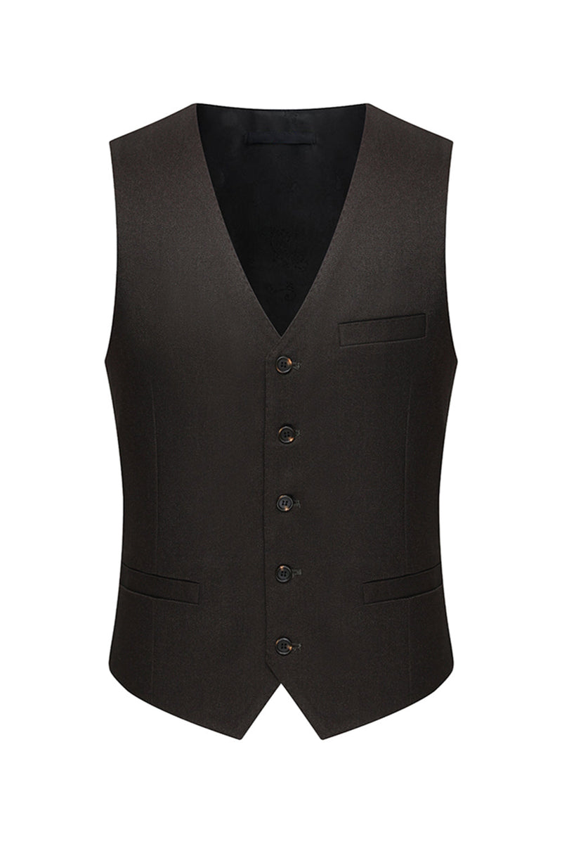 Laden Sie das Bild in den Galerie-Viewer, Kaffee 3-teilige Einreihige Herren Business-Anzüge mit gekerbtem Revers