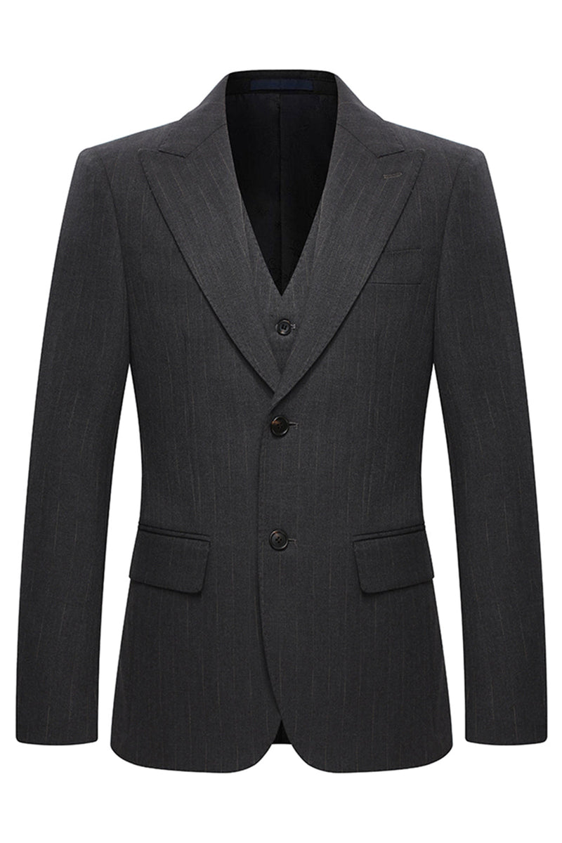 Laden Sie das Bild in den Galerie-Viewer, Peak Revers 3-teilige einreihige Kaffeeanzüge für Herren