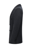 Laden Sie das Bild in den Galerie-Viewer, Dunkelgraue 2-teilige Zweireihige Gestreifte Herrenanzüge mit Spitzrevers