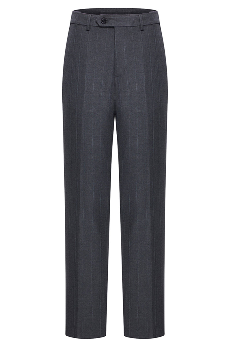 Laden Sie das Bild in den Galerie-Viewer, Dunkelgraue 2-teilige Zweireihige Gestreifte Herrenanzüge mit Spitzrevers