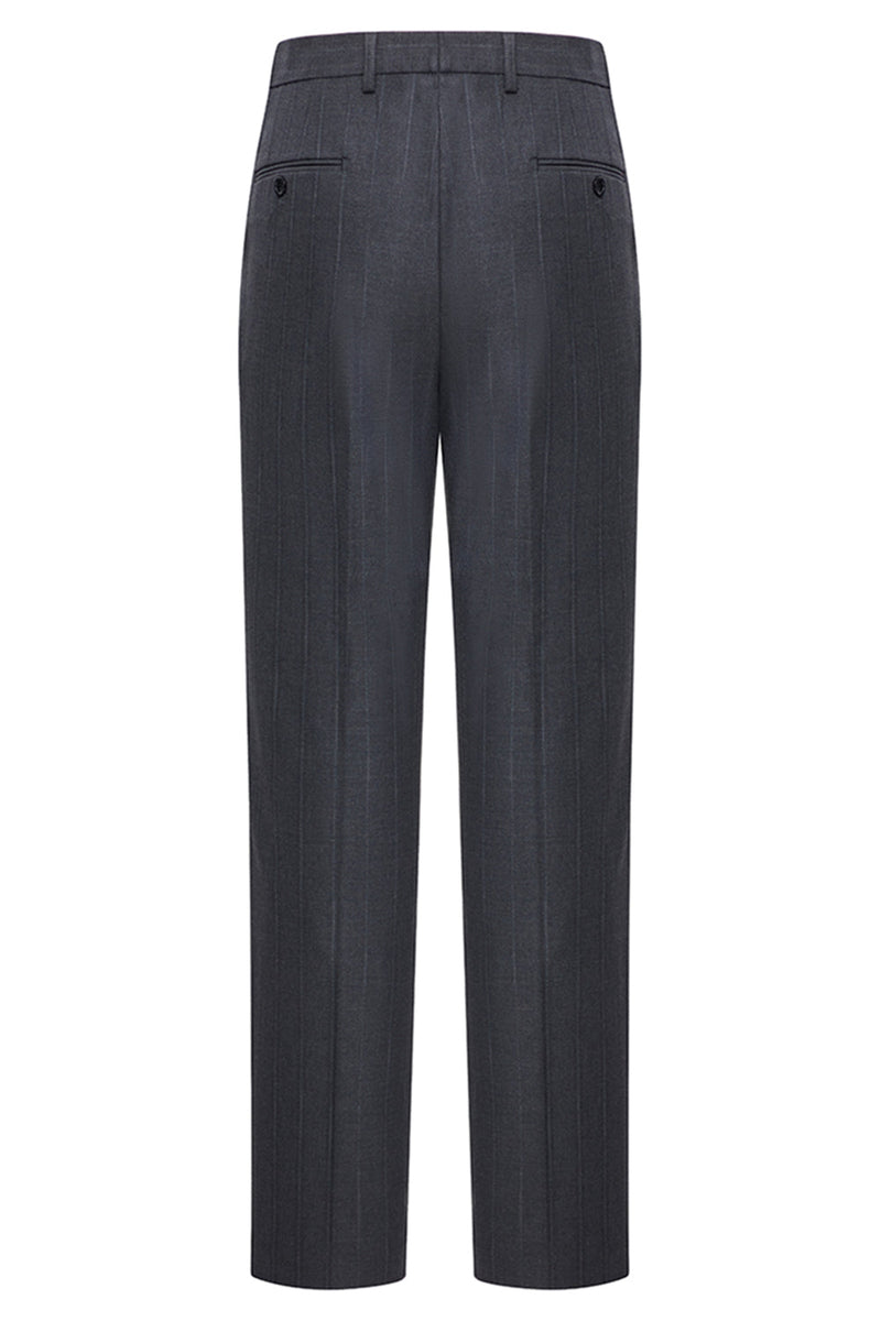 Laden Sie das Bild in den Galerie-Viewer, Dunkelgraue 2-teilige Zweireihige Gestreifte Herrenanzüge mit Spitzrevers