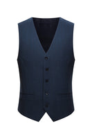 Laden Sie das Bild in den Galerie-Viewer, 3-teilige Einreihige Slim Fit Peak Revers Herren Marineblaue Anzüge