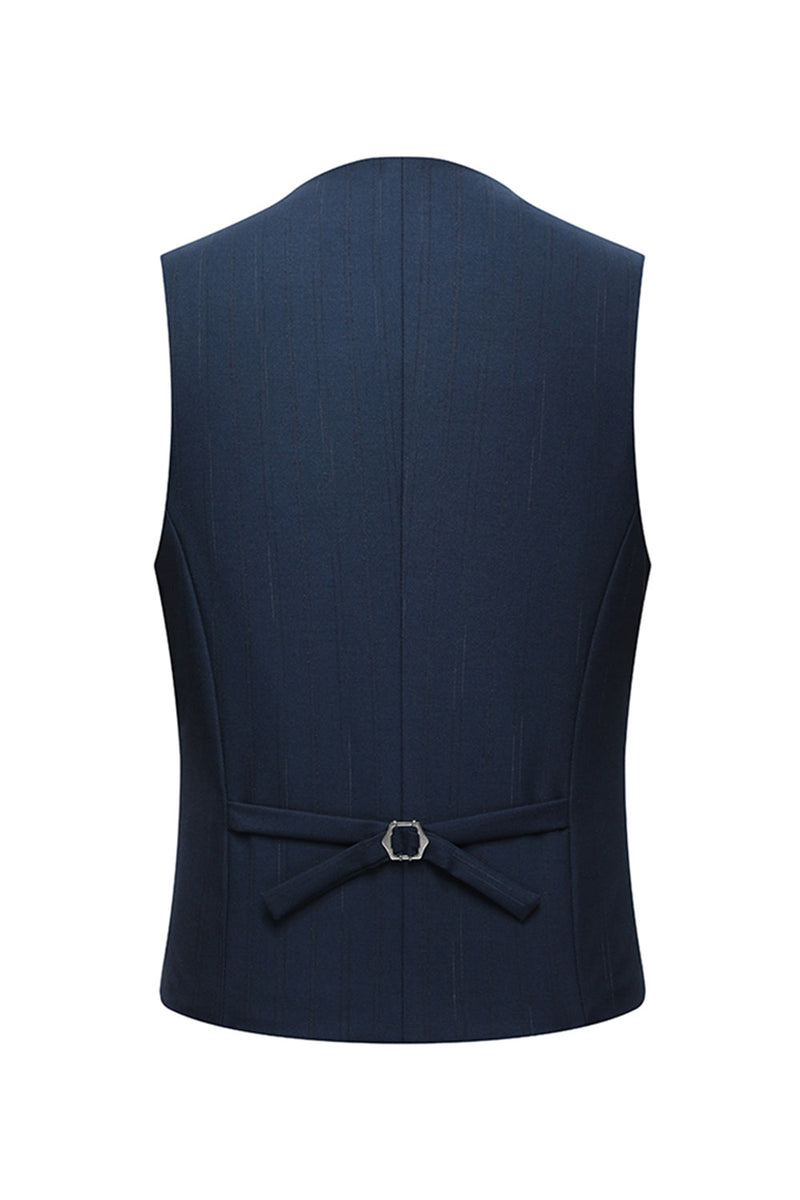 Laden Sie das Bild in den Galerie-Viewer, 3-teilige Einreihige Slim Fit Peak Revers Herren Marineblaue Anzüge