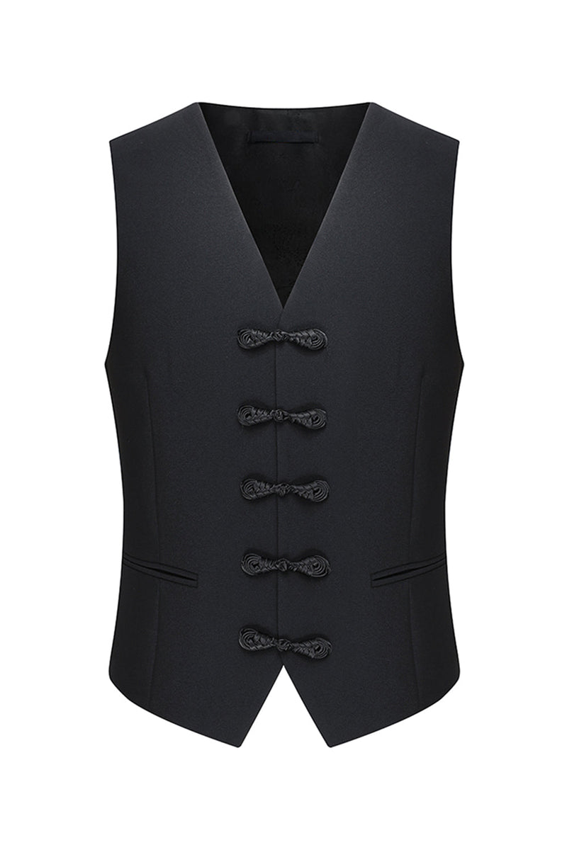 Laden Sie das Bild in den Galerie-Viewer, Schwarze Ein-Knopf Schal Revers 3-teilige Herrenanzüge