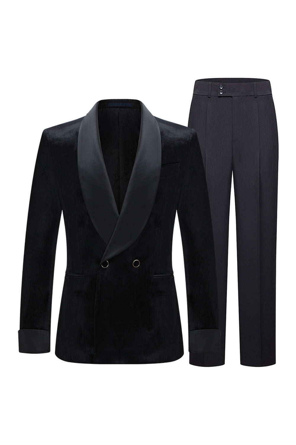 Schwarze Schal Revers 2 Stück Herrenanzüge aus Samt