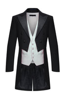Laden Sie das Bild in den Galerie-Viewer, Schwarzer Zweireihiger 3-teiliger Herren-Smoking mit Spitzrevers