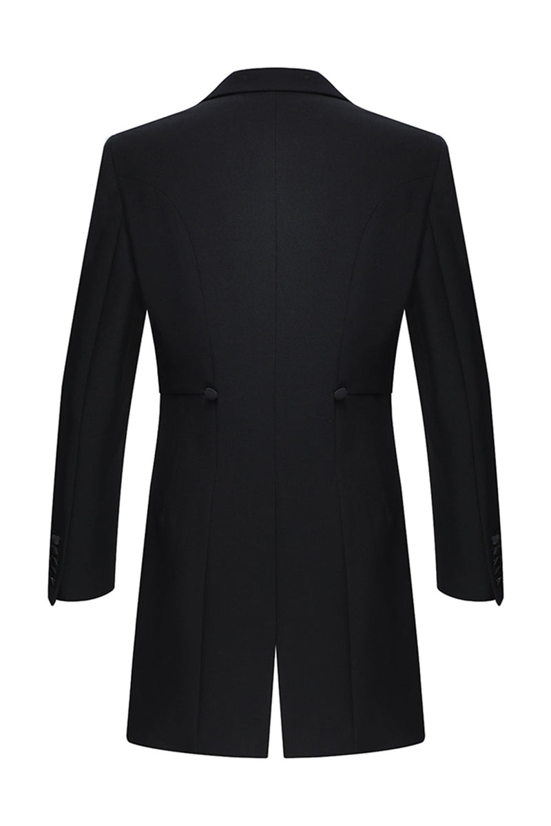 Laden Sie das Bild in den Galerie-Viewer, Schwarzer Zweireihiger 3-teiliger Herren-Smoking mit Spitzrevers