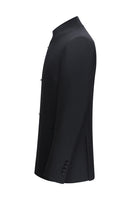 Laden Sie das Bild in den Galerie-Viewer, Schwarzer Slim Fit Herren 2-teiliger Anzug mit Stehkragen