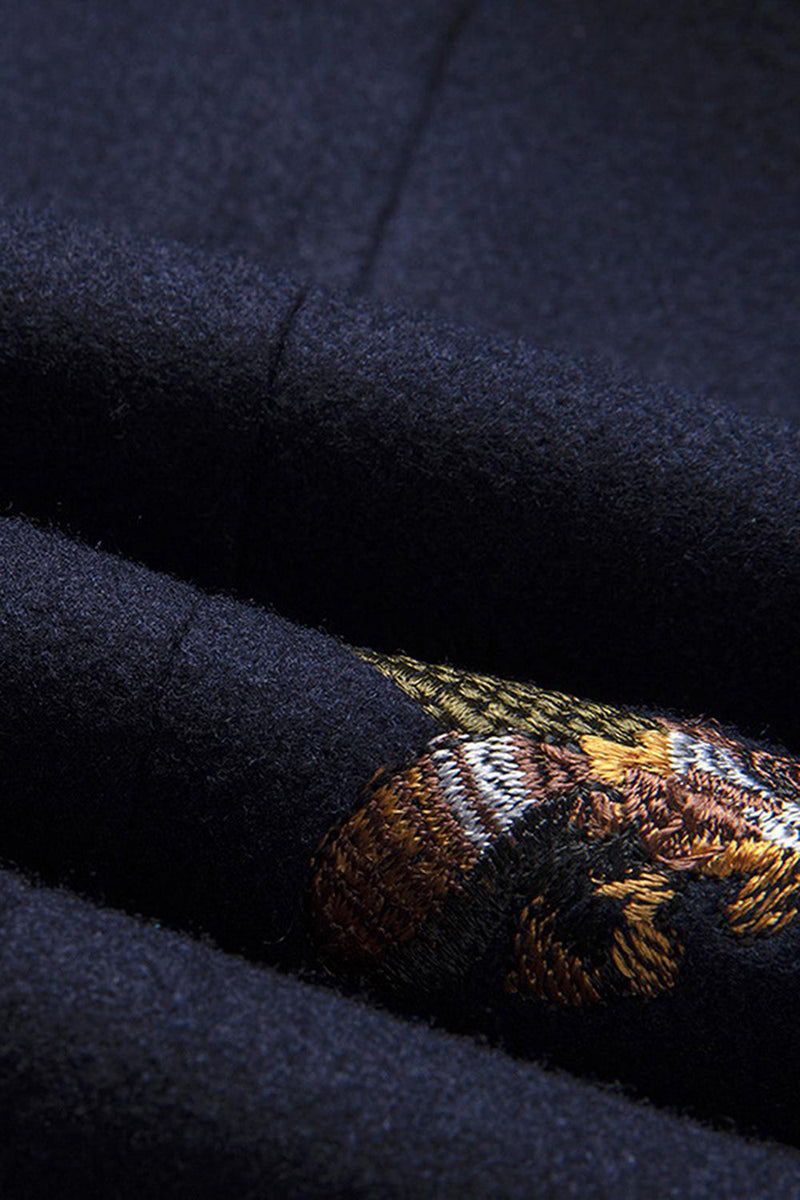 Laden Sie das Bild in den Galerie-Viewer, Marineblauer Herrenblazer mit gekerbtem Revers und einem Knopf