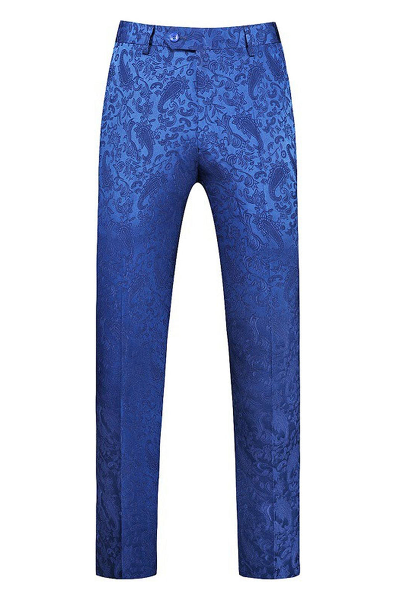 Laden Sie das Bild in den Galerie-Viewer, Peak Revers Jacquard 2-teilige Blaue Zweireihige Herrenanzüge