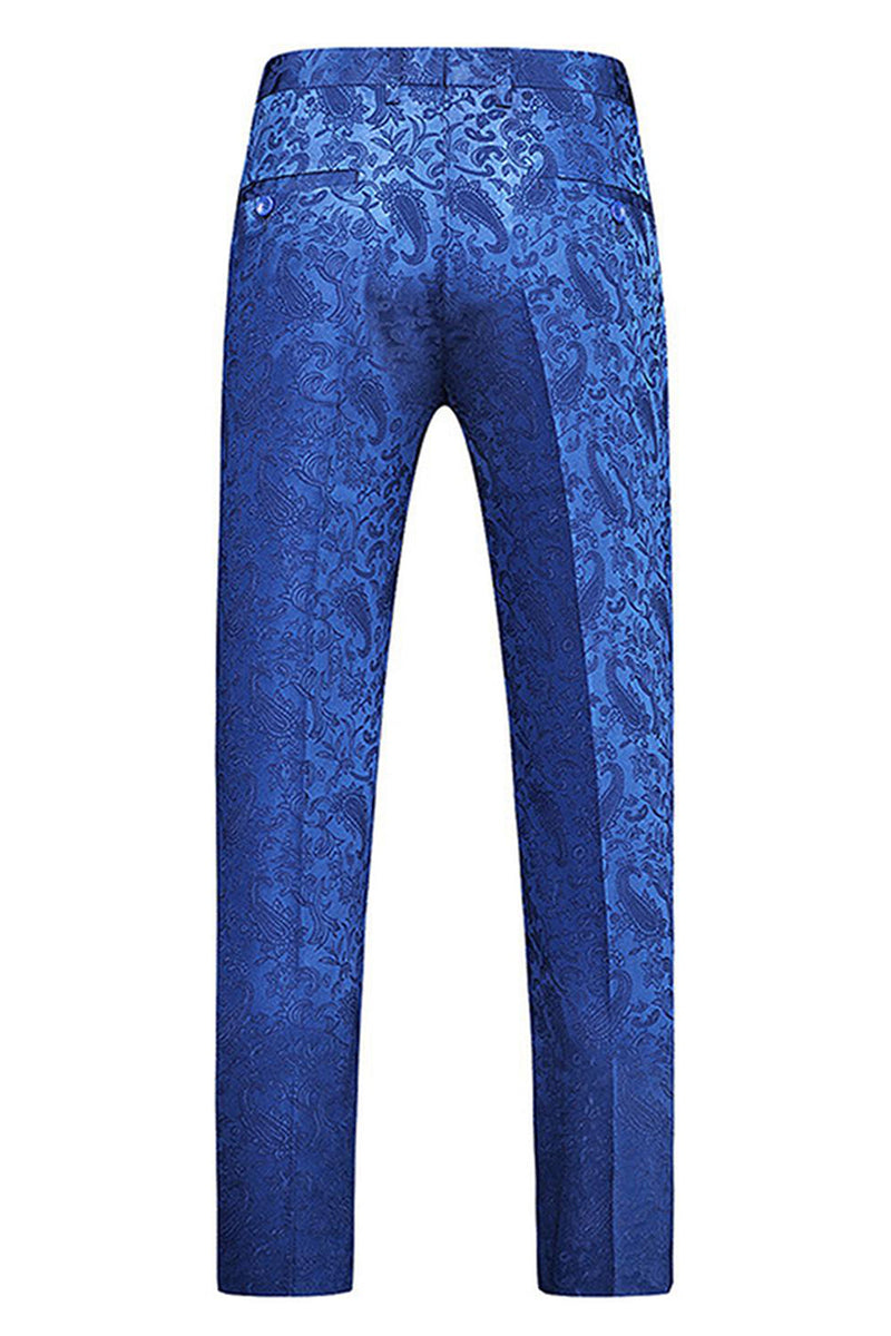 Laden Sie das Bild in den Galerie-Viewer, Peak Revers Jacquard 2-teilige Blaue Zweireihige Herrenanzüge