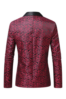 Dunkelroter Jacquard Schal Revers Herren Ballblazer